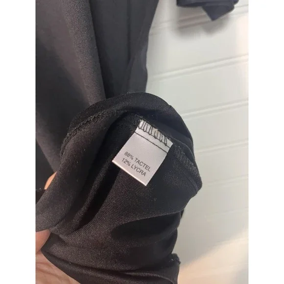 A'nue Ligne Black Boatneck Tunic Dress - Small 3/4 Sleeves Tactel/Lycra blend - Picture 4 of 9